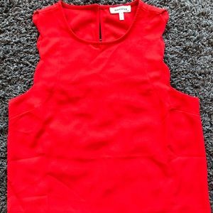 Red scallop armhole tank